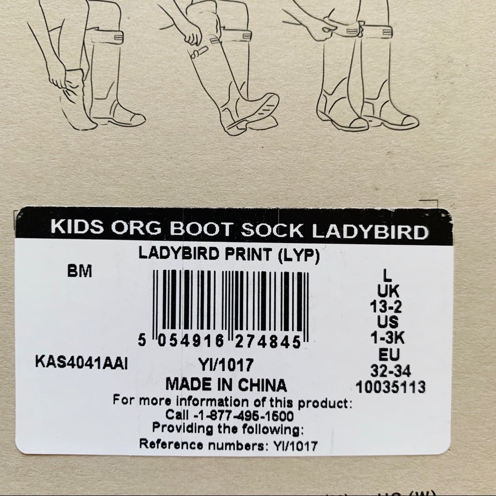 New! Hunter Kids Boot Socks, Ladybird Print, L - Picture 7 of 8